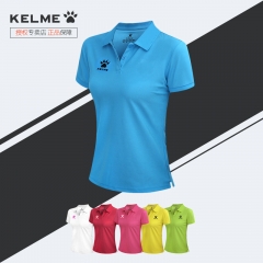 KELME卡尔美POLO衫女短袖保罗衫上衣正品运动休闲翻领T恤外套