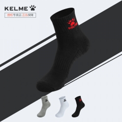 kelme卡尔美中筒运动袜男冬加厚足球毛巾底训练跑步袜篮球袜女袜