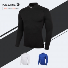 kelme卡尔美加绒紧身衣男运动长袖高领保暖PRO足球打底衫健身服