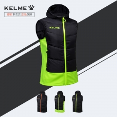 KELME卡尔美新款连帽短款羽绒马甲男 足球运动休闲外套3871401