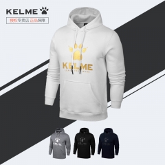 KELME卡尔美秋冬季运动卫衣男式保暖加绒加厚连帽套头衫休闲上衣