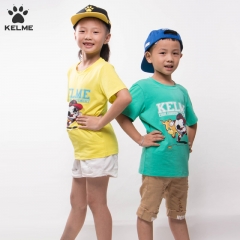 卡尔美儿童T恤棉男童女青少年运动休闲卡通圆领KELME训练短袖