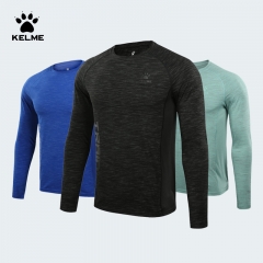 卡尔美运动T恤男长袖3881507休闲宽松KELME打底衫圆领套头衫薄款
